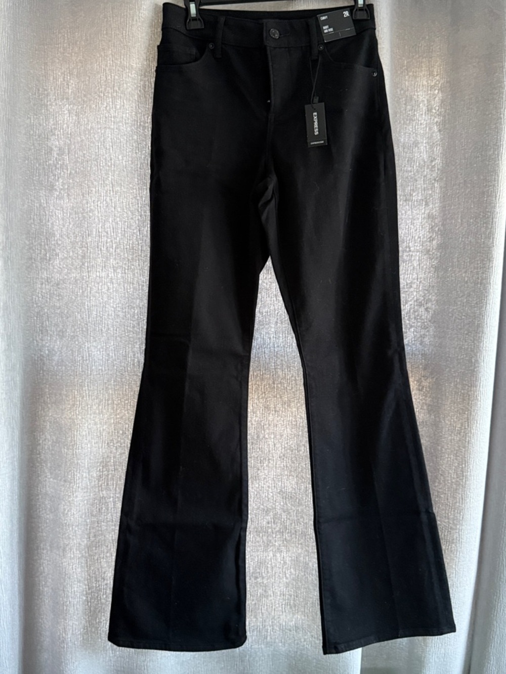 Express Black Mid-Rise Curvy Flared Jeans